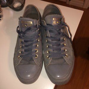 Lowtop Converse Blue with Gold Hardware